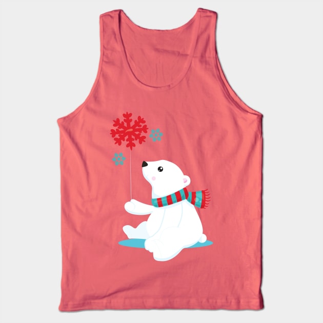 Polar Bear, Bear With Scarf, Cute Bear, Snowflakes Tank Top by Jelena Dunčević